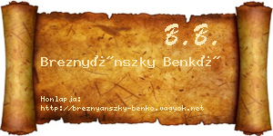 Breznyánszky Benkő névjegykártya
